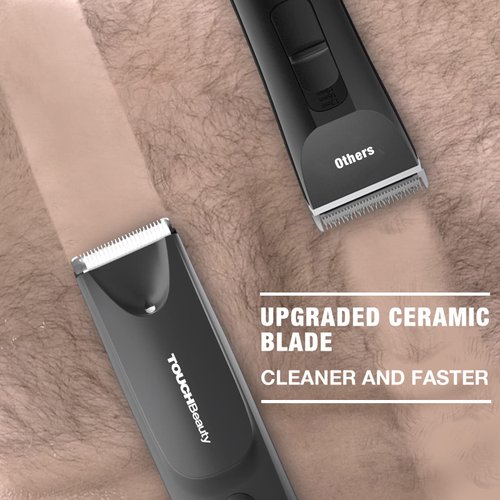 TOUCHBeauty Electric Body Hair Trimmer Groin Hair Trimmer Grommer, Pubic Body Gromming kit for Men Ball Trimmer with LED Light, Replaceable Ceramic Blade Male Hygiene Razor, Waterproof Wet/Dry