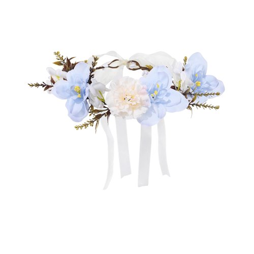 AWAYTR Leaf Flower Crown Garland Headpiece - Hair Floral Wreath Adjustable Flower Headbands for Bridal Wedding Festival Party Flower Leaves Crown (Blue)