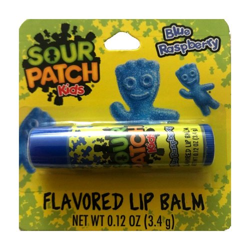 Taste Beauty (1) Stick Sour Patch Kids Blue Raspberry Candy Flavored Lip Balm Gluten Free - Blue Tube Carded - Net Wt. 0.12 oz