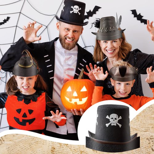 Funtery 48 Pcs Halloween Pirate Hat Pirate Party Accessories Kids Paper Pirate Costume Cap for Caribbean Cosplay (Captain)