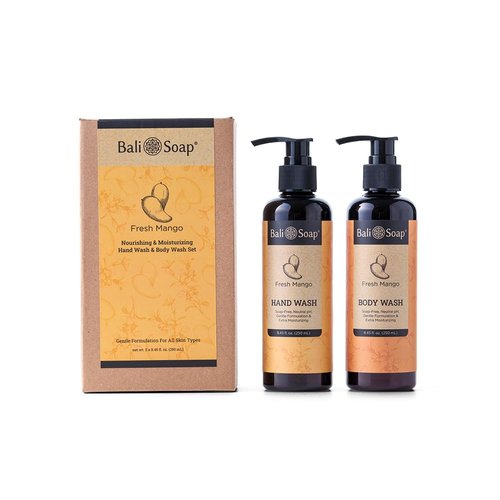 Bali Soap - Set of 2 Hand Wash & Body Wash Moisturizing & Nourishing, pH Neutral with Gentle Formulation, Suitable For Vegans & For All Skin Types, 8.5 fl oz each (500ml, Fresh Mango)