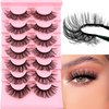 Russian Strip D Curl Lashes, Flu-ffy 18mm Fake Faux Mink Lashes that Look Like Extensions Curly Volume Wispy Eyelashes Natural Look 7 Pairs Pack(7P-E03)