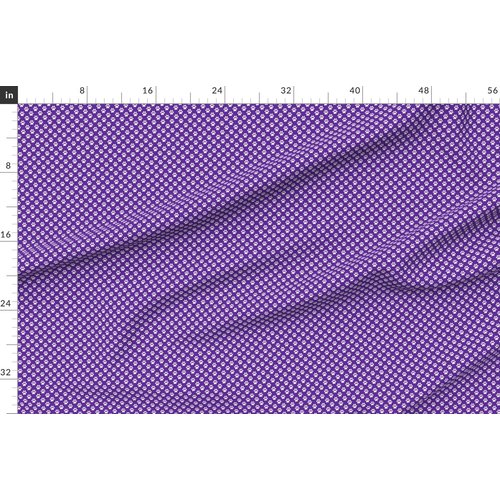 Spoonflower Fabric - White Paw Prints Purple Animal Cat Dogs Mini Small Tiny Micro Pet Printed on Denim Fabric Fat Quarter - Bottomweight Apparel Home Decor Upholstery