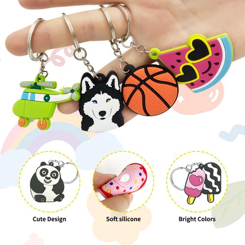 GADMEXILY 40PCS Cartoon Keychain Party Favors for Kids, Bulk Keychains for School Classroom Treasure Box Prizes, Goodie Bag Stuffers Supplies, Carnival prizes, Birthday Party Supplies Gift