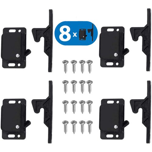 8 Pack Grabber Catches 10 LB Pull Force Cabinet Doors Push to Close Latch RV Drawer Latches and Catches Hardware Baby Proof for Camper, Home, Kitchen, Bathroom, Office