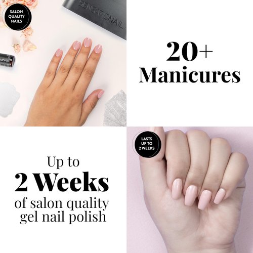 Sensationail Complete Gel Nail Polish Starter Kit - Long-Lasting Salon Grade Manicure Kit with UV Lamp - Includes Primer, Base & Top Coat, Cleanser, & More - Includes White, Black, & Pink Gel Polish