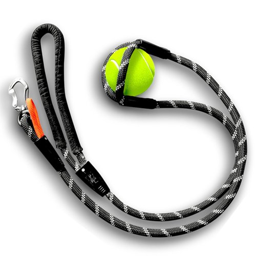 Dog Leash and Ball Launcher for Dogs 2 in 1, Dog Ball Thrower Launcher, Slingshot Multifunction Dog Leash and Tennis Ball Launcher - Bite Resistant Long Strong and Durable Includes Cotton Bag and Ball