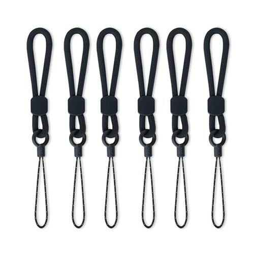 AIOLUSMIC Finger Lanyard Black 6Pack, Ring Strap Short Rope Compatible with USB Flash Drive,Phone Cases, Car Keys
