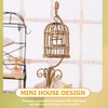 LOGOFUN Dollhouse Miniature Furniture Birdcage 1:12 Metal Bird Cage Floor Stand Model Mini Fairy Garden Micro Landscape Accessory Dollhouse Decoration (Glod)