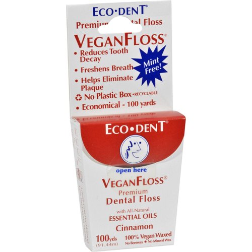 Eco-Dent VeganFloss Premium Dental Floss Cinnamon - 100 Yards - Case of 6