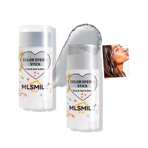 MIESCHER Silver Face Paint Stick Hair Body Stick Temporary Color Dyeing Makeup Waterproof Cream Pencil for Women Girls, Fun Pearlescent Rainbow Face Painting Sticks for Christmas Party Cosplay, 08