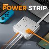 Flat Plug Surge Protector Power Strip, TESSAN 5 ft Ultra Thin Extension Cord with 3 USB Wall Charger(1 USB C Port), 4 Outlets Slim Desk Charging Station for Travel, Office, Dorm Room Essentials
