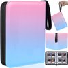 Card Binder 4 Pocket, 400 Pockets Card Holder Compatible with Game Cards Gift for Girls, Trading Card Binder Album Case Book Storage For TCG, CCG, MTG, Pink