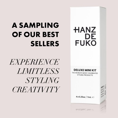 Hanz de Fuko Deluxe Hair Care Kit – Super Styling Sampler Featuring Claymation, Sponge Wax, Modify Pomade, Scheme Cream – 4 pack, 0.25oz each