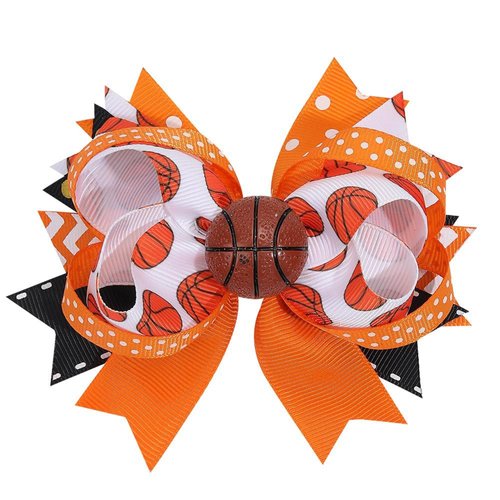 Hair Clips and Barrettes for Girls - Baseball-Themed Hairpins and Bows (FJ69) (Basketball)