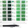 AUREHEN 15000PCs 2-6MM Green Series Resin Flat Back Rhinestones, Round Non Hotfix Jelly & Silver Bottom Resin Rhinestones Nail Gems Stones with Tweezer & Picker Pen for Nail Art Tumblers & DIY Crafts