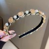 Wiwpar Rhinestone Padded Headband Baroque Crystal Pearl Beaded Headbands Elastic hairbands for Women Girls Bar Party Prom Hair Jewelry Accessories (Lotus color)