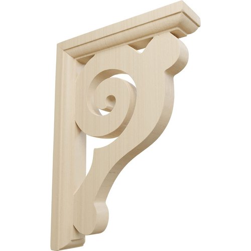 Ekena Millwork BKT01X06X08BURW Bulwark Wood Brackets, 1 1/2"W x 6"D x 8 1/2"H , Rubberwood