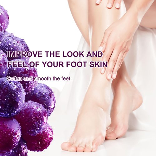 Foot Mask Moisturizing 4 Pack Foot Mask for Dry Cracked Feet - Hydrating Foot Spa Socks - Repairs and Softens Rough Dry Skin - Grape Seed + Nicotinamide + Shea Butter + Goat Milk
