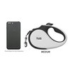 TUG 360° Tangle-Free Retractable Dog Leash | 16 ft Strong Nylon Tape | One-Handed Brake, Pause, Lock (Medium, White)
