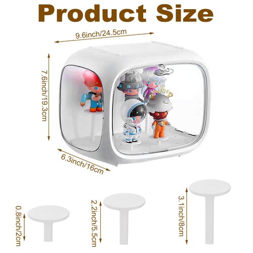 MUXHEL 1 Pcs Display Case for Figures, Acrylic Display Box with Adjustable Display Stand, Dust and Moisture Proof Show Case for Collecting Models Minifigures, Action Figures Blocks