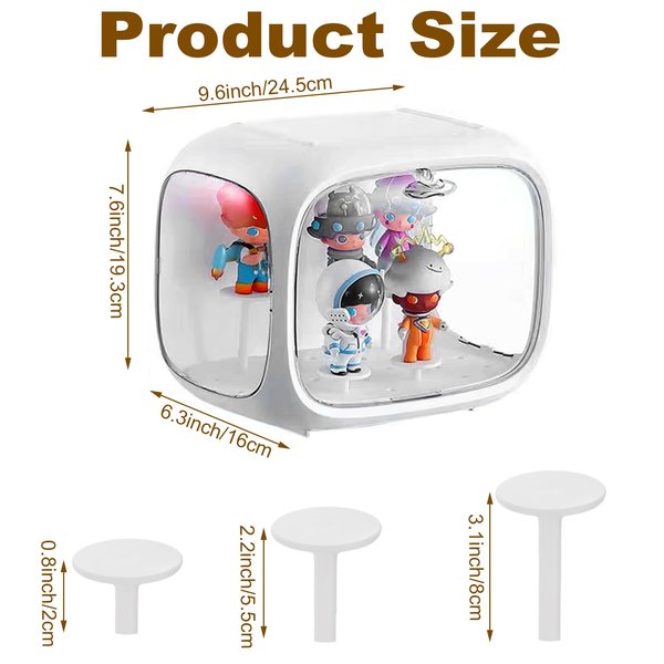 MUXHEL 1 Pcs Display Case for Figures, Acrylic Display Box with Adjustable Display Stand, Dust and Moisture Proof Show Case for Collecting Models Minifigures, Action Figures Blocks