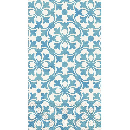 Amscan Blue French Quarter 7 Disposable 2 Ply Paper Guest Towels Tableware, 8 x 4.5, Blue/White