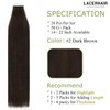Lacer 20 Inch Remy Tape in Hair Extensions Human Hair Dark Brown Skin Weft Silky Straight Hair Extensions Real Human Hair Tape Ins for Black Women 50g 20pcs