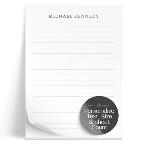 Curio Press Personalized Stationery Notepads with Name & Contact Info, Custom Notepad Lined/Unlined Professional Note Pad, Memo Pad To Do List Personalized Notepads for Women/Men - Simplicity Pad