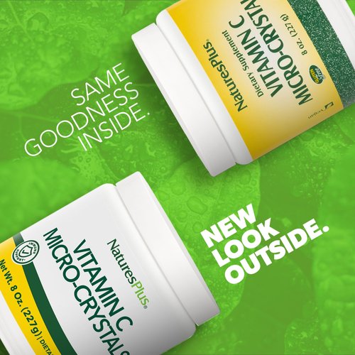 Natures Plus Vitamin C Micro-Crystals - 5000 mg, 8 oz Vegetarian Powder - Unflavored - Natural Immune Support Supplement, Antioxidant, Free-Radical Defense - Gluten-Free - 45 Servings