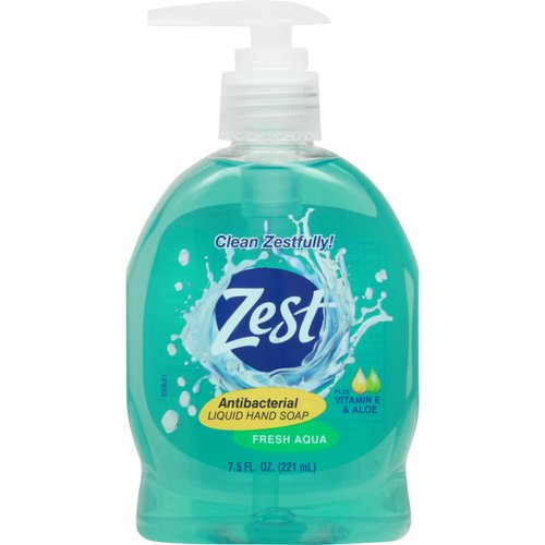 Zest Antibacterial Liquid Hand Soap Fresh Aqua Plus Vitamin E & Aloe 7.5 Fl. Oz