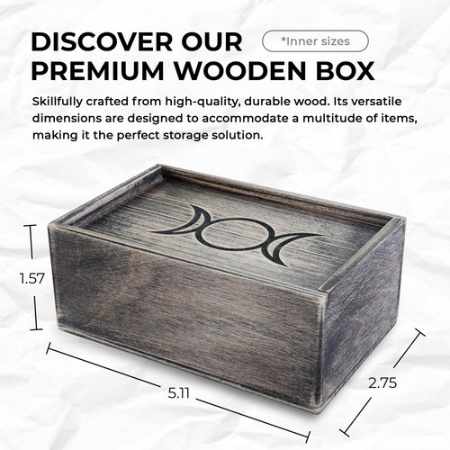 CRAFTERIAN WoodenTarot Card Box/Case/Holder - Dark - for Most Standard Size Tarot Cards (Fits Deck Size with Box Measuring 5,51 x 3.54 x 1,96)