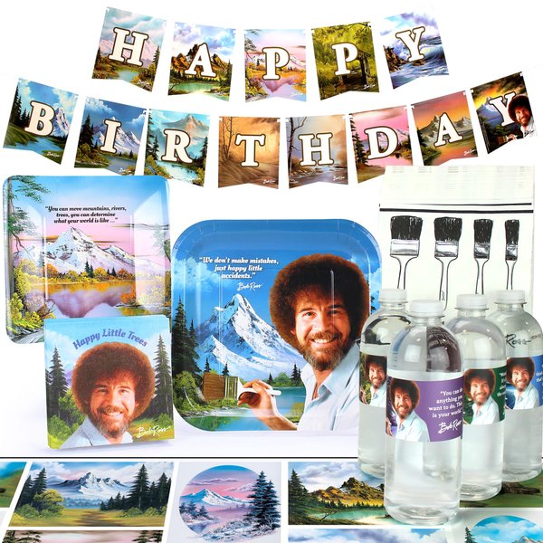 Bob Ross Party Supplies (Standard) Classic Happy Birthday Decorations, Graduation, Retirement, Art Party, 66 Piece Set, by Prime Party