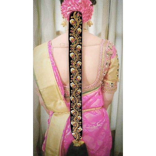 THANU'S CRAFT Maggam work jada Bharatanatyam Indian Poola jadalu kunjalam Billalu set braid hair extensions (braid hair extension)