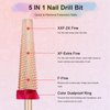 Depvko Super Long 5 in 1 Nail Drill Bits, 3/32'' Carbide Tungsten Bits, Two Way Rotate Professional Advanced Safety Bits for Nail, Fast Remove for Manicure Pedicure Cuticle Gel Polishing(F, Rose Gold)