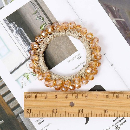 Xiwstar 4Pcs Crystal Hair Scrunchies Fashion Beaded Bracelet Hair Ties Hair Bands Ropes Ponytail Holder for Women Girls