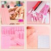 50 Set Press On Nail Tool Prep Kit for Nail Salon Business, Disposable Manicure Kit with Nail File, Buffer, Nail Glue, Prep Pad, Instruction Card, Adhesive Nail Tabs, Wood Stick, Holographic Bag (A)