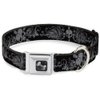 Buckle-Down Seatbelt Buckle Dog Collar - Skull & Dagger w/Filigree Black/Gray - 1.5" Wide - Fits 13-18" Neck - Small