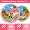 96 Pcs Horse Party Plates Napkins Tableware Set Kentucky Derby Birthday Party Supplies Disposable Paper Dinnerware Pink Cowgirl Western Theme Table Decoration Favors for Girls Baby Shower, 24 Guests