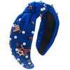 TailaiMei 4th of July Rhinestone Knotted Headband for Women, USA Flag Star Jeweled Crystal Embellished Ladies Twist Wide Hair Band Accessories Holiday Makeup Hair Hoop Gifts (Blue)