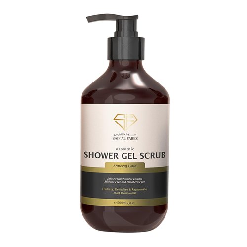 SAIF AL FARES Enticing Gold Shower Gel Scrub Alcohol Free with Aromatic Fresh Scent Infused with ...