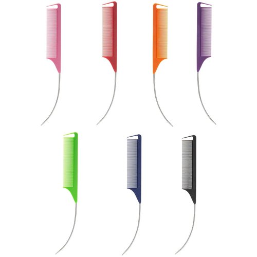 1Pc Pink Professional Barber Accessories Pointed Tail Hair Styling Comb Antistatic Barber Steel Needle Pin Tip Brush Anti-static Comb Professional Salon Quality Comb Fine Tooth Comb Tail，Hair Care