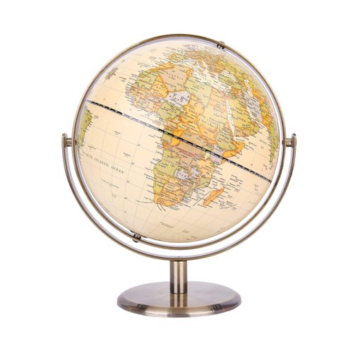 Exerz 8" Antique Globe with A Wood Base - World Globe Rotating Vintage Decorative - Diametre 8 inches