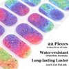 LIFOOST Semi Cured Gel Nail Strips Salon-Quality, Long Lasting Adhere Nail Art Stickers Decals (Colorful Sequins)