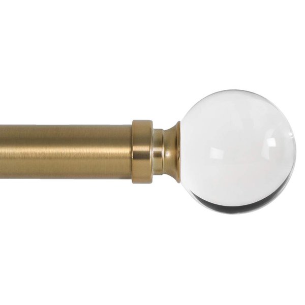 Ivilon Drapery Treatment Window Curtain Rod - Acrylic Ball 1 inch Pole. 16 to 28 Inch (Side Curtain Rod) Warm Gold