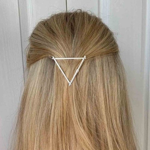 Yheakne Boho Triangle Hair Clip Barrette Metal Silver Geometry Hairpin Minimalist Hair Holder Modern Hair Accessories for Women and Gilrs (Silver Triangle)