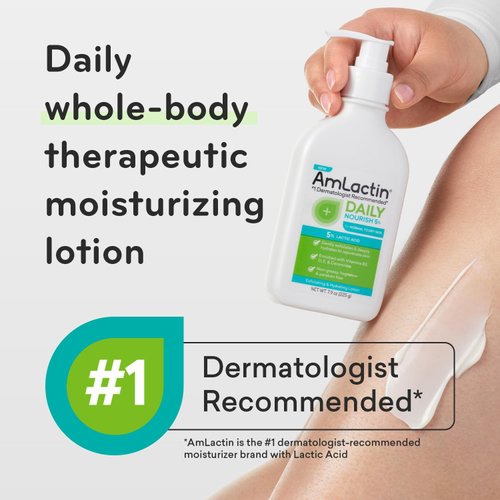 AmLactin Daily Nourish 5% - 7.9 oz Body Lotion with 5% Lactic Acid - Exfoliator and Moisturizer for Dry Skin​