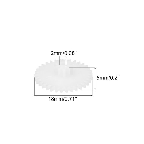 MECCANIXITY 20Pcs Plastic Gears 34 Teeth Plastic Double Gears Model 34102BA Reduction Gear for RC Car Model DIY Robot,White Module 0.5