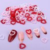ROFIBUT Heart Pearls Nail Charms Acrylic Pearls 3D Nail Art rhinestones Cute Nail Gems Valentines Nail Art Supplies Red Pink White Hollow Heart Pearls Nail Diamond for Crafts Jewelry Accessories 90Pcs