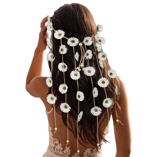 CHLINS Hippie Headband Flower Crown Bohemian Sunflower Headband Flower Headpiece Hippie Costume 6...